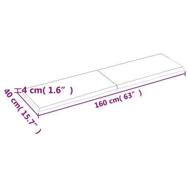 Tischplatte Dunkelbraun 160x40x(2-4)cm Massivholz Eiche