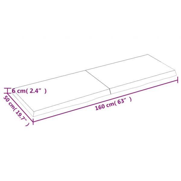 Tischplatte Dunkelbraun 160x50x(2-6)cm Massivholz Eiche