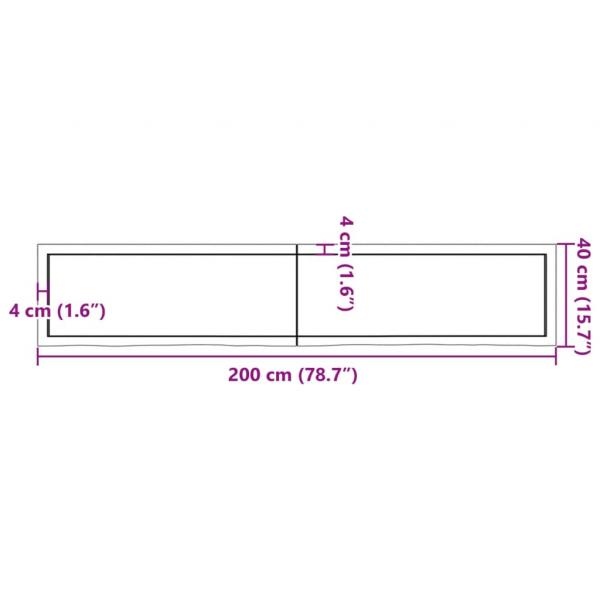 Tischplatte Dunkelbraun 200x40x(2-4)cm Massivholz Eiche