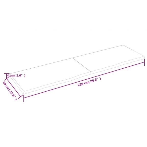 Tischplatte Dunkelbraun 220x60x(2-4)cm Massivholz Eiche