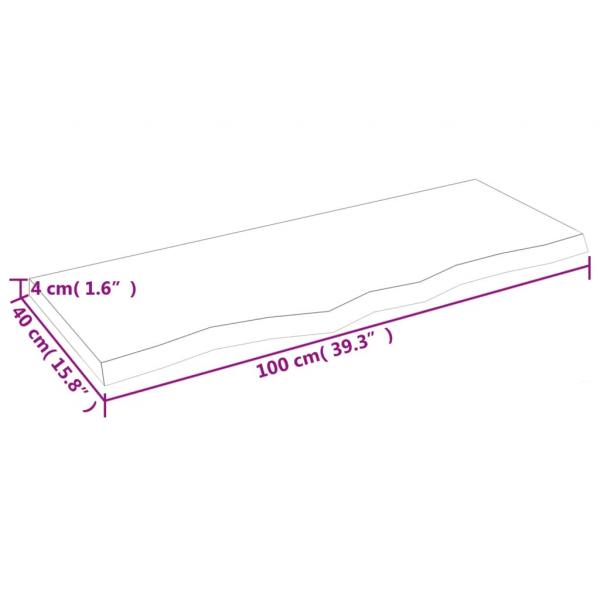 Tischplatte Dunkelbraun 100x40x(2-4)cm Massivholz Eiche