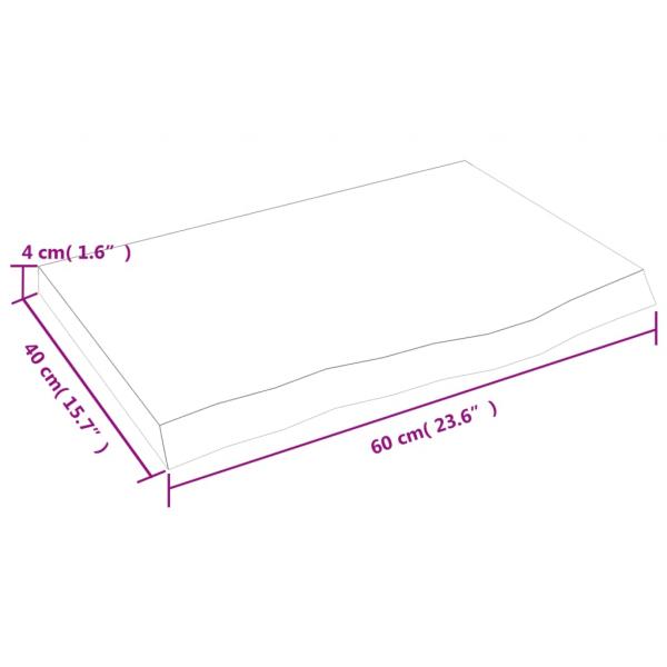 Tischplatte 60x40x(2-4) cm Massivholz Eiche Unbehandelt