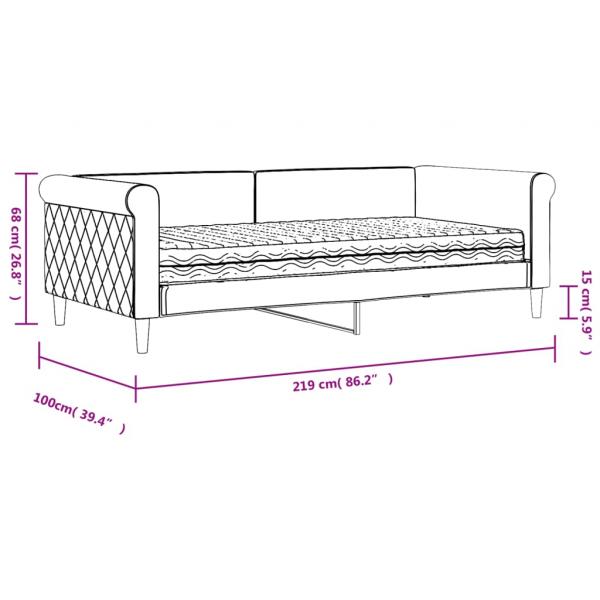 Tagesbett mit Matratze Hellgrau 90x190 cm Samt