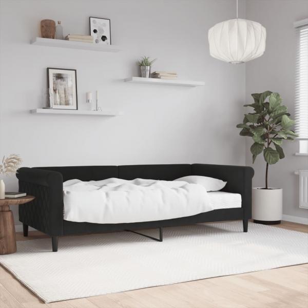 ARDEBO.de - Tagesbett mit Matratze Schwarz 90x190 cm Samt