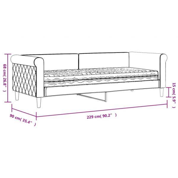 Tagesbett mit Matratze Hellgrau 80x200 cm Samt