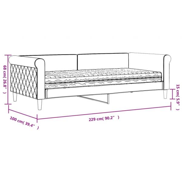 Tagesbett mit Matratze Blau 90x200 cm Samt