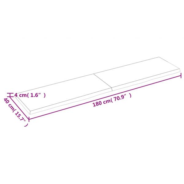 Tischplatte 180x40x(2-4) cm Massivholz Eiche Unbehandelt