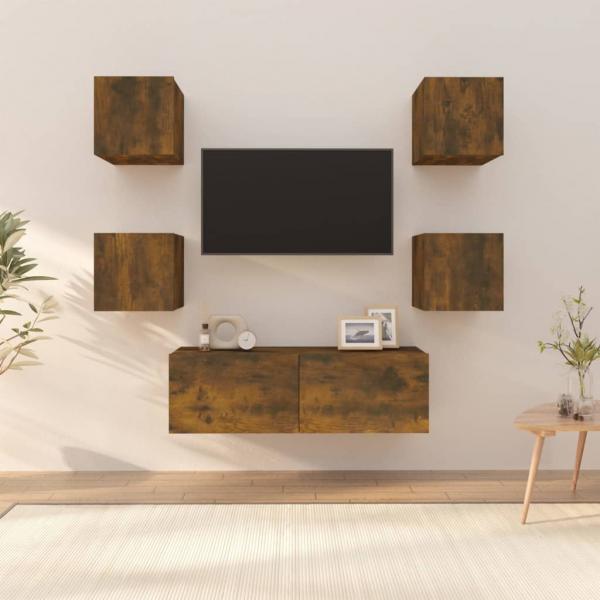 ARDEBO.de - TV-Wandschrank-Set Räuchereiche Holzwerkstoff