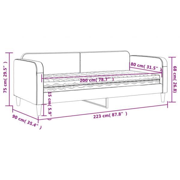 Tagesbett mit Matratze Dunkelgrau 80x200 cm Stoff