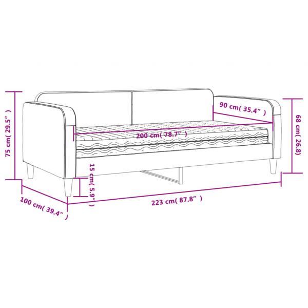 Tagesbett mit Matratze Taupe 90x200 cm Stoff