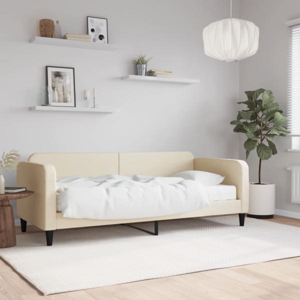 ARDEBO.de - Tagesbett mit Matratze Creme 100x200 cm Stoff