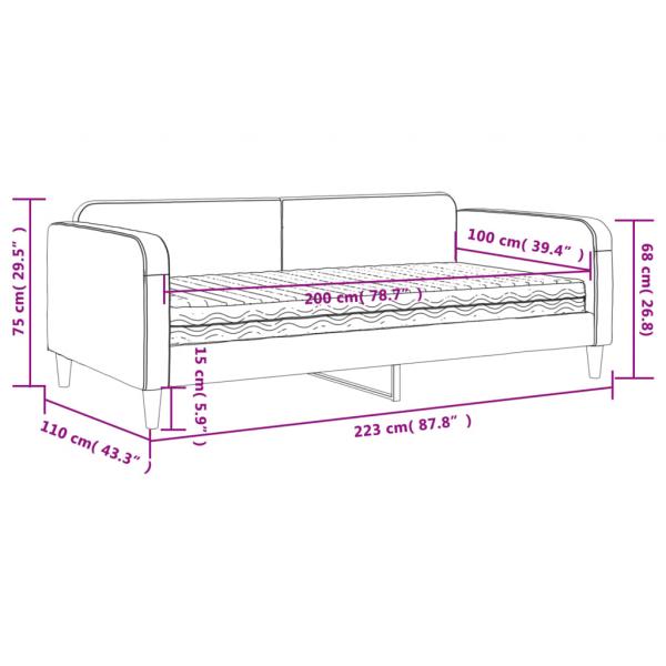 Tagesbett mit Matratze Creme 100x200 cm Stoff