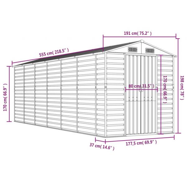 Gerätehaus Grün 191x555x198 cm Verzinkter Stahl