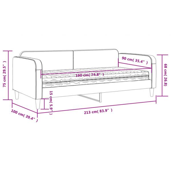 Tagesbett mit Matratze Hellgrau 90x190 cm Stoff