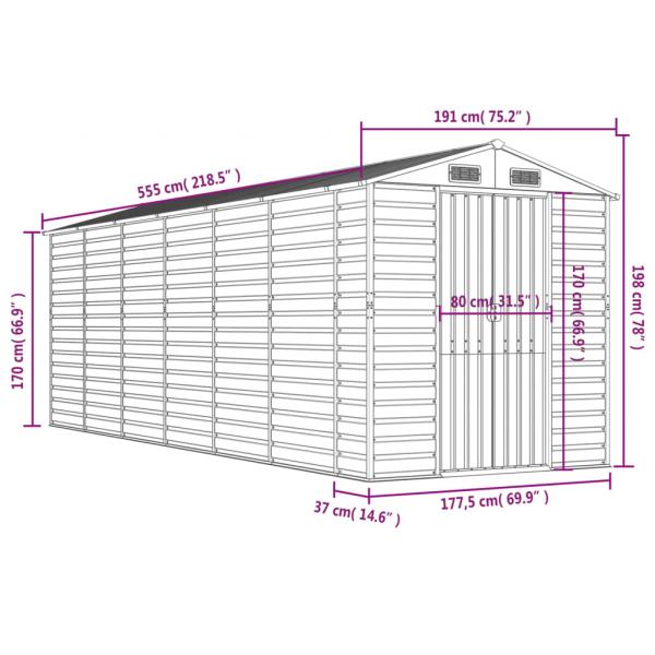 Gerätehaus Braun 191x555x198 cm Verzinkter Stahl