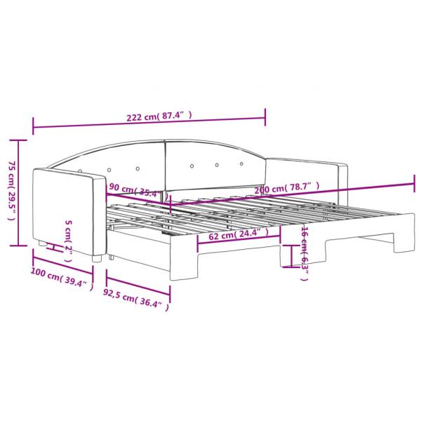 Tagesbett Ausziehbar Blau 90x200 cm Samt