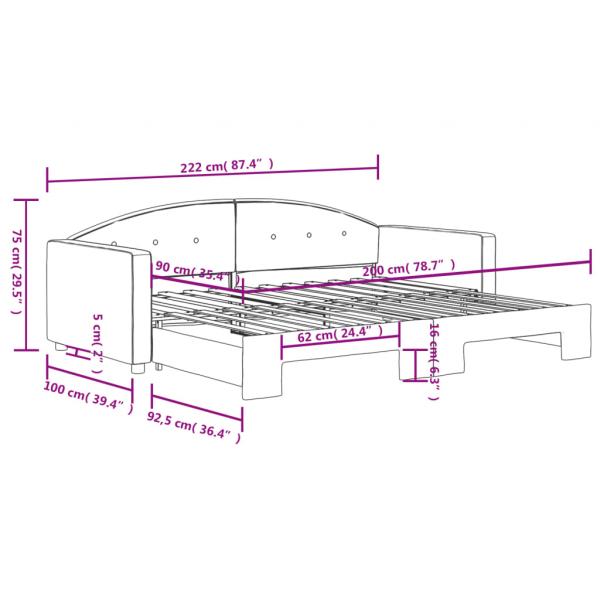 Tagesbett Ausziehbar Dunkelgrün 90x200 cm Samt