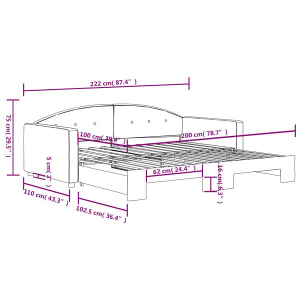 Tagesbett Ausziehbar Rosa 100x200 cm Samt