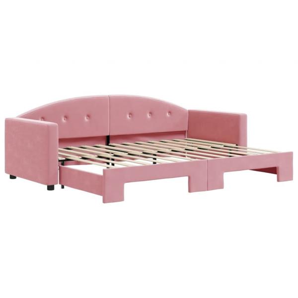 Tagesbett Ausziehbar Rosa 80x200 cm Samt