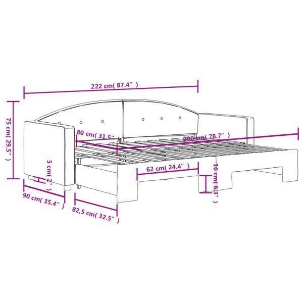 Tagesbett Ausziehbar Rosa 80x200 cm Samt