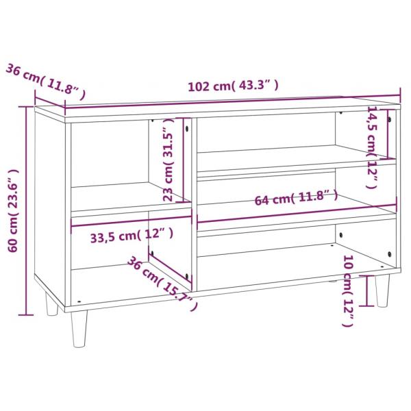 Schuhregal Schwarz 102x36x60 cm Holzwerkstoff