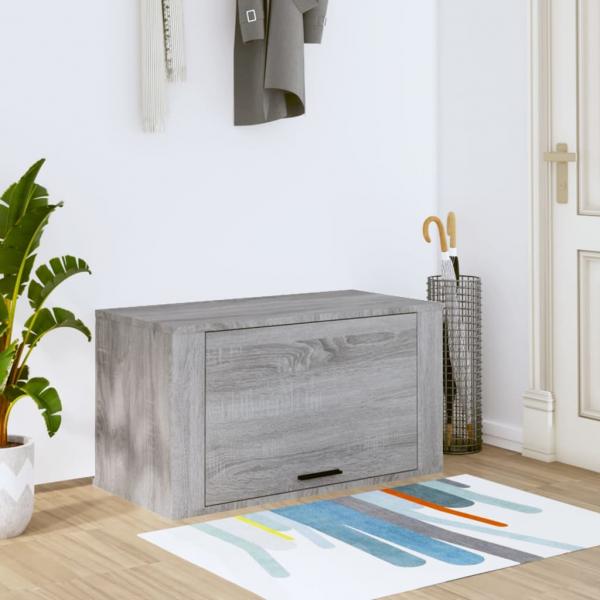 ARDEBO.de - Wand-Schuhschrank Grau Sonoma 70x35x38 cm Massivholz Kiefer