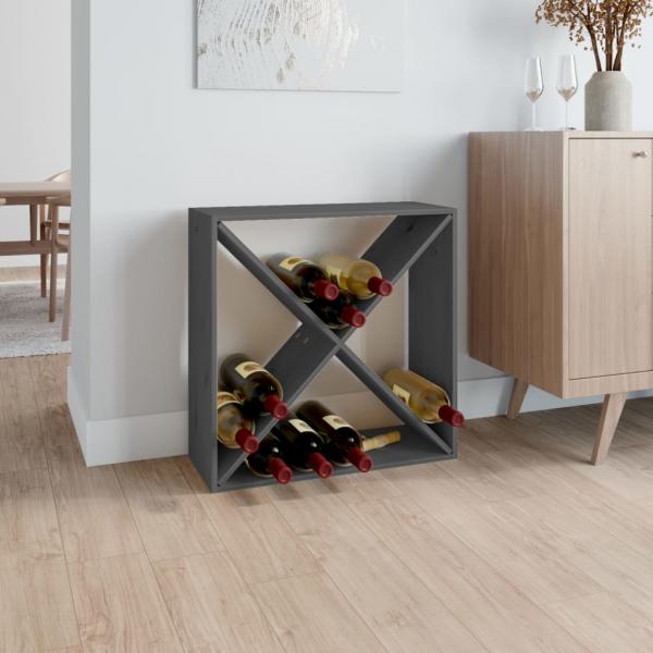 ARDEBO.de - Weinregal Grau 62x25x62 cm Massivholz Kiefer