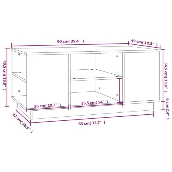 Couchtisch Grau 90x49x40,5 cm Massivholz Kiefer