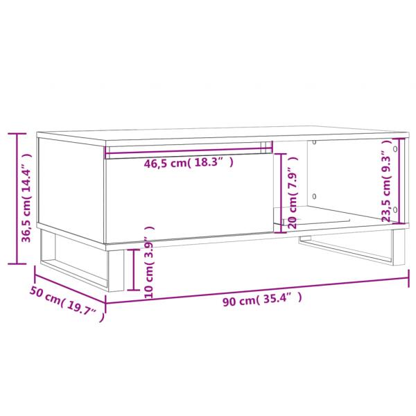 Couchtisch Betongrau 90x50x36,5 cm Holzwerkstoff