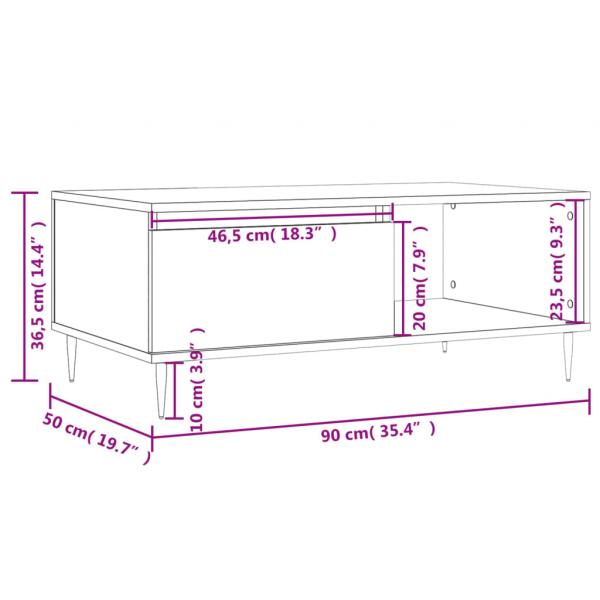 Couchtisch Räuchereiche 90x50x36,5 cm Holzwerkstoff