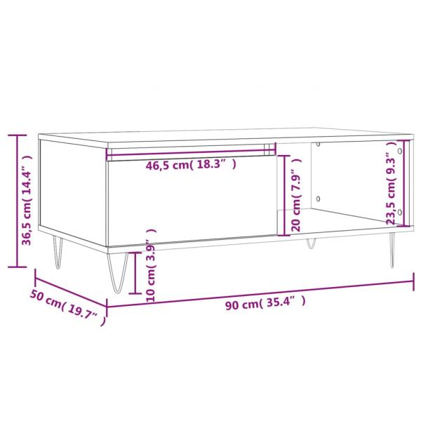 Couchtisch Grau Sonoma 90x50x36,5 cm Holzwerkstoff