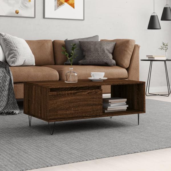 ARDEBO.de - Couchtisch Braun Eichen-Optik 90x50x36,5 cm Holzwerkstoff