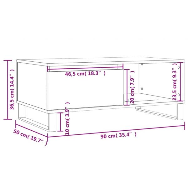 Couchtisch Braun Eichen-Optik 90x50x36,5 cm Holzwerkstoff