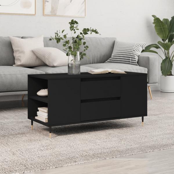 ARDEBO.de - Couchtisch Schwarz 102x44,5x50 cm Holzwerkstoff