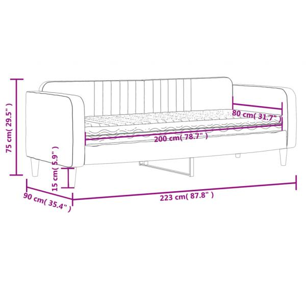 Tagesbett mit Matratze Blau 80x200 cm Samt