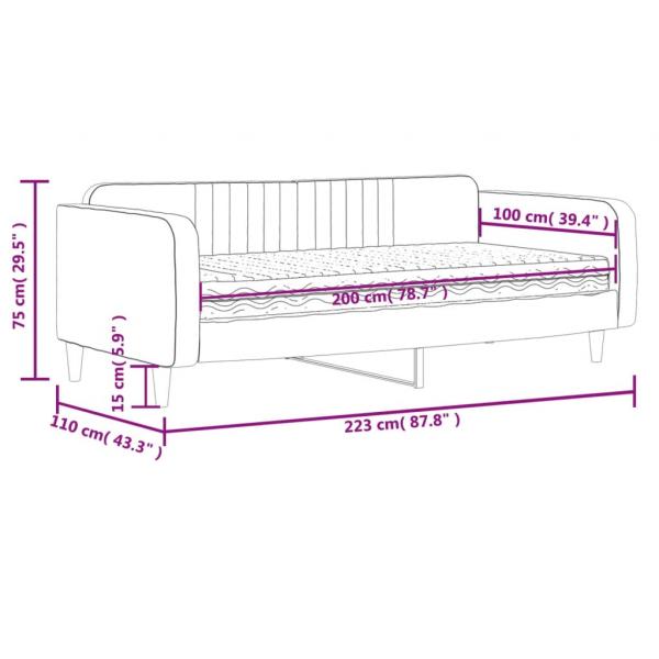 Tagesbett mit Matratze Schwarz 100x200 cm Samt