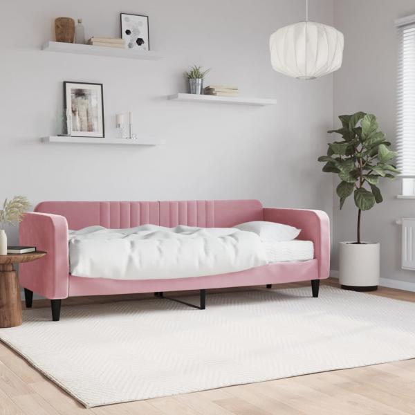 ARDEBO.de - Tagesbett mit Matratze Rosa 80x200 cm Samt