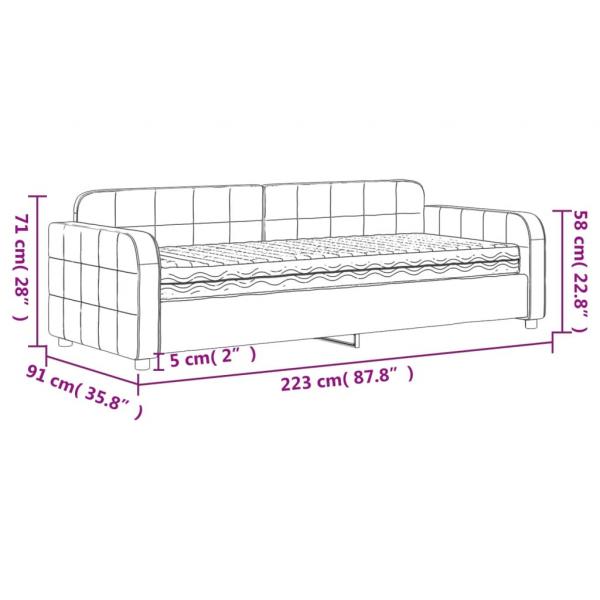 Tagesbett mit Matratze Hellgrau 80x200 cm Samt