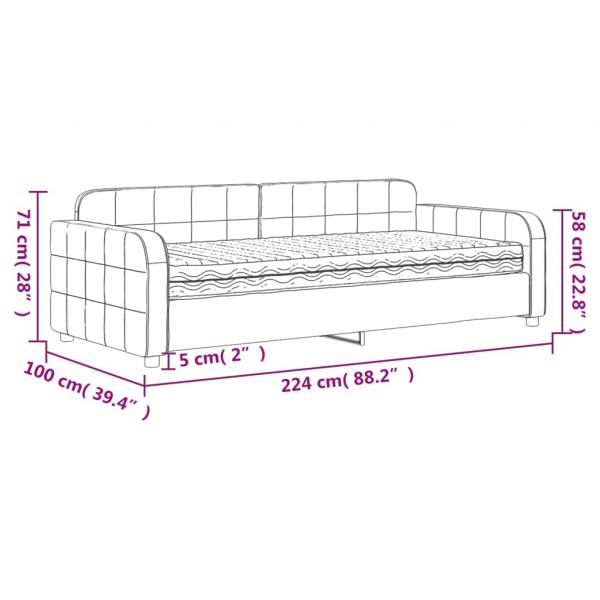 Tagesbett mit Matratze Hellgrau 90x200 cm Samt