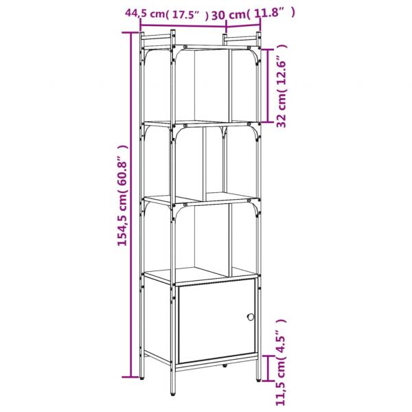 Bücherregal mit Tür Räuchereiche 44,5x30x154,5 cm Holzwerkstoff