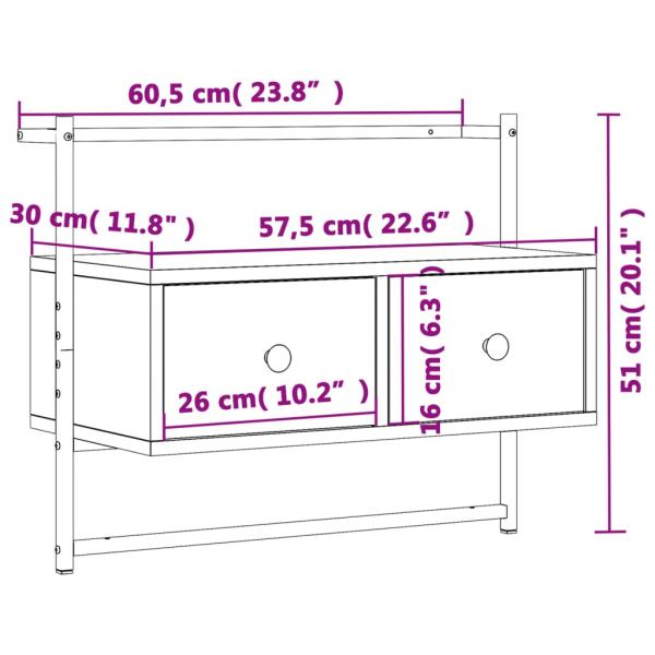 TV-Wandschrank Räuchereiche 60,5x30x51 cm Holzwerkstoff