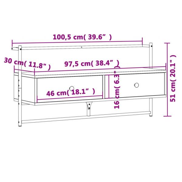 TV-Wandschrank Sonoma-Eiche 100,5x30x51 cm Holzwerkstoff