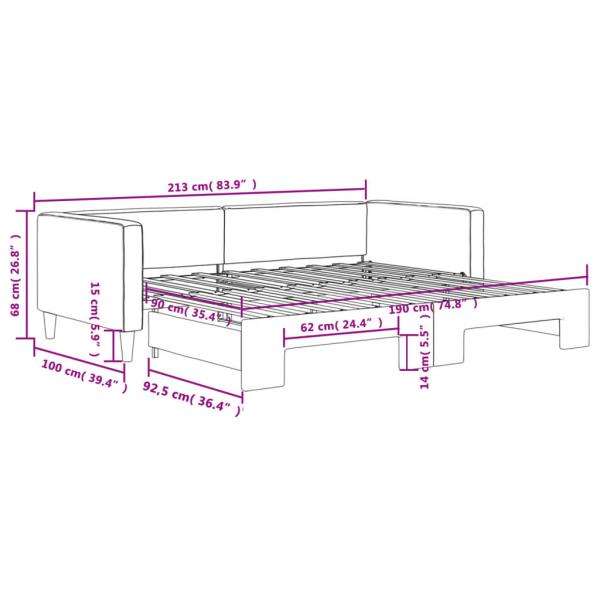 Tagesbett Ausziehbar Dunkelgrau 90x190 cm Stoff