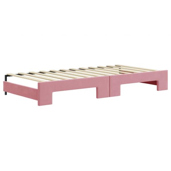 Tagesbett Ausziehbar Rosa 90x200 cm Samt