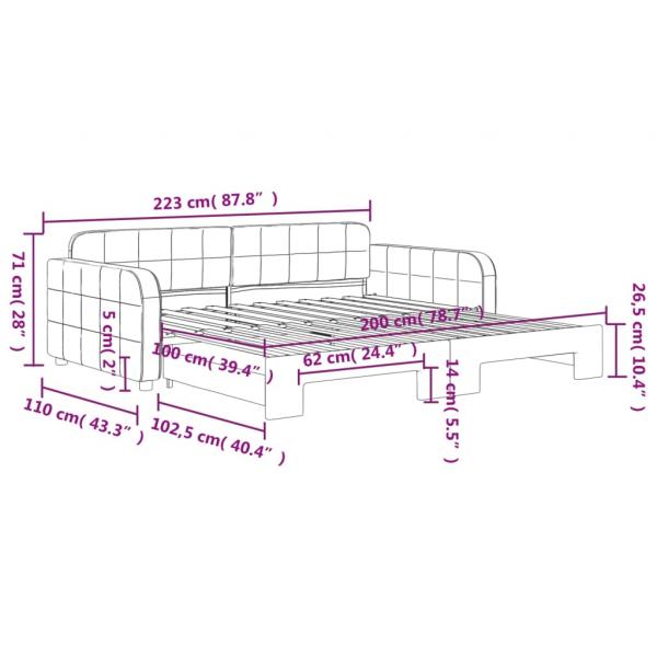 Tagesbett Ausziehbar Schwarz 100x200 cm Samt