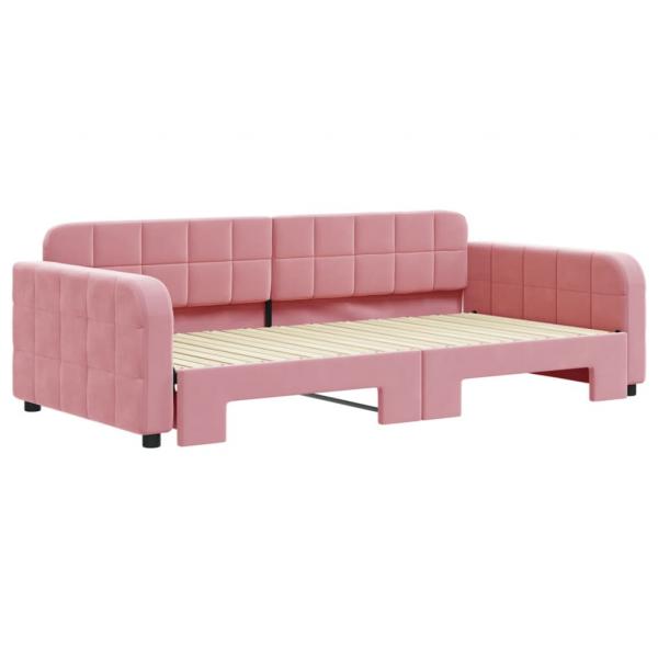 Tagesbett Ausziehbar Rosa 100x200 cm Samt