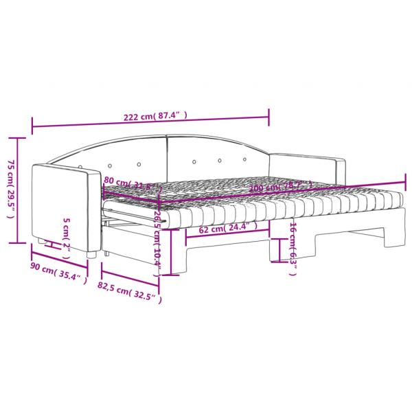 Tagesbett Ausziehbar mit Matratzen Blau 80x200 cm Samt