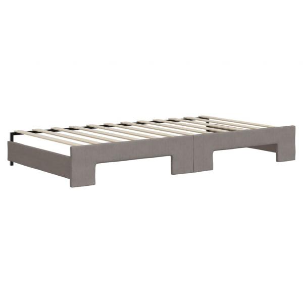 Tagesbett Ausziehbar mit Matratzen Taupe 100x200 cm Stoff