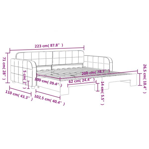 Tagesbett Ausziehbar Blau 100x200 cm Samt