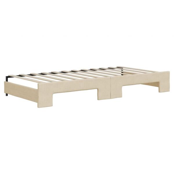 Tagesbett Ausziehbar Creme 90x200 cm Stoff